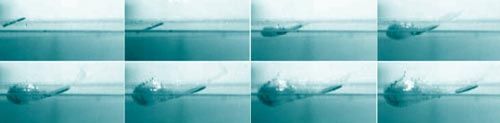 The eight stages of a stone bouncing off water