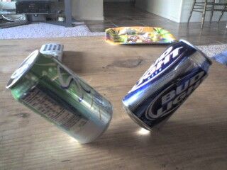Tilted beer can